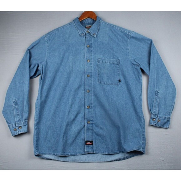 Dickies Other - Dickies Shirt Mens XL Blue Denim 100% Cotton Button Up Workwear